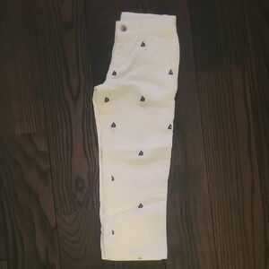 Janie and Jack Cream Pants with Navy Sailboat Print